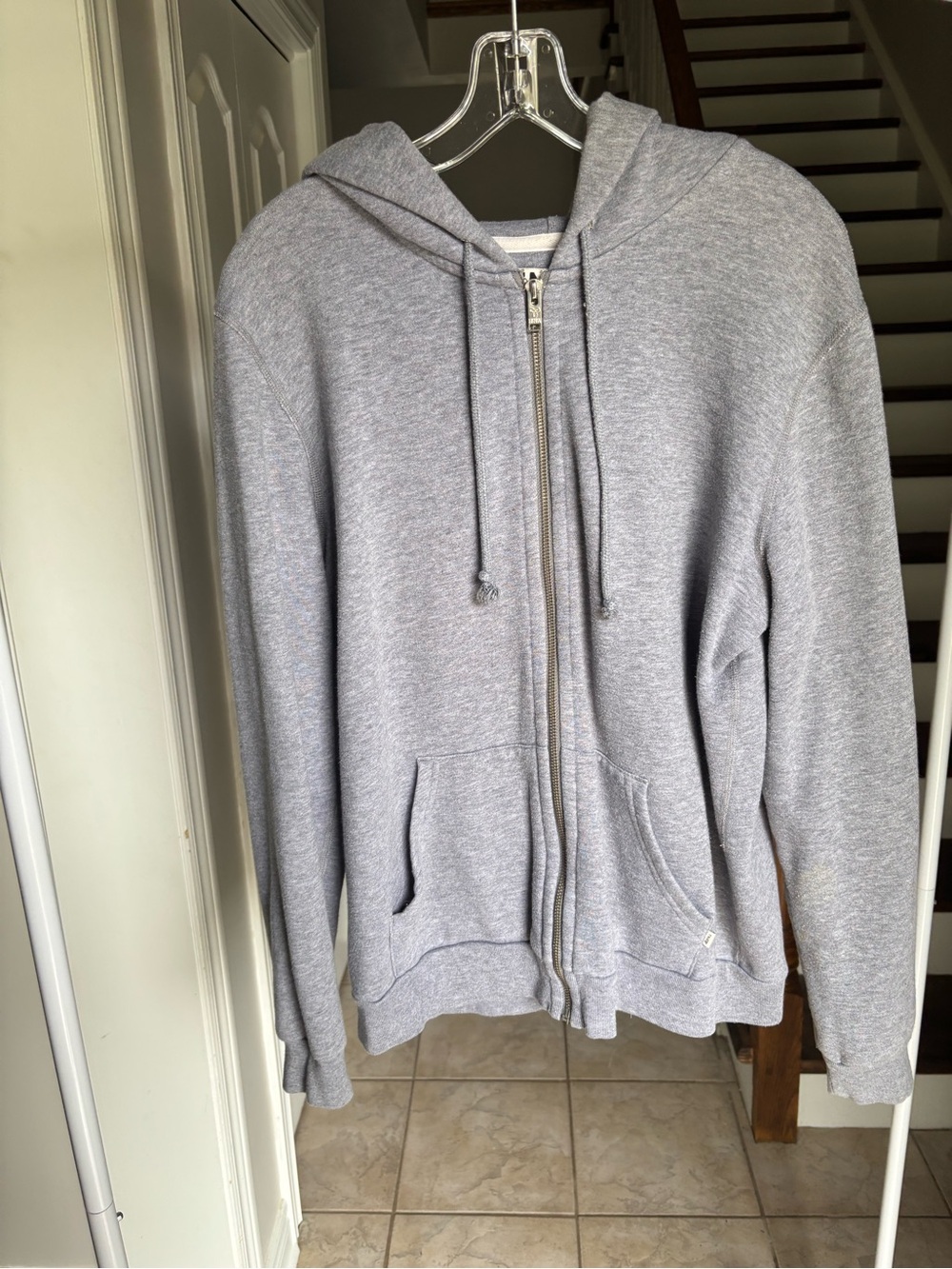 TNA Heather Gray Zip Hoodie with Cream Trim